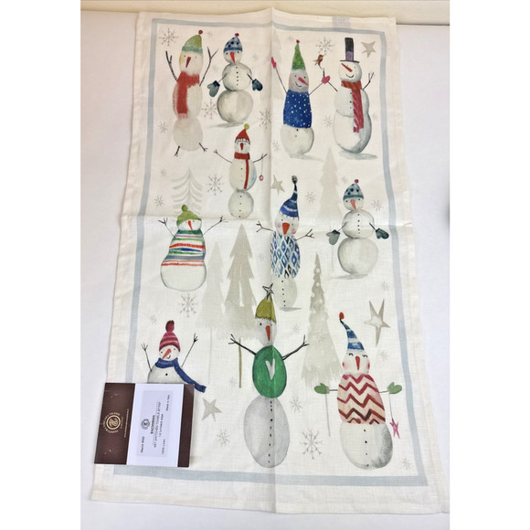 1 - Tessitura Toscana Telerie Snowman 100% Linen Kitchen Towel Sonoma - Picture 1 of 9